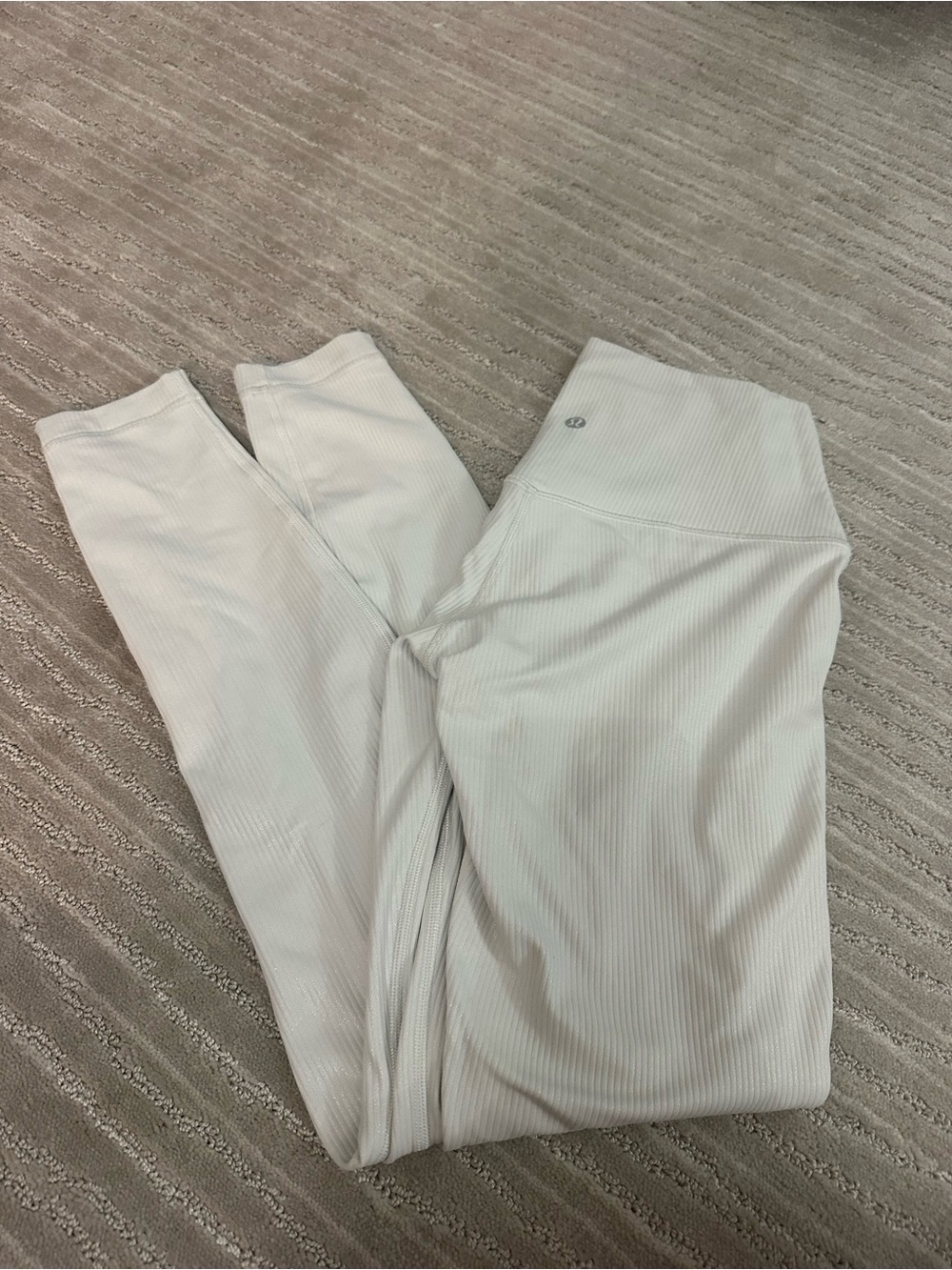 White Ribbed Lulu Leggings
